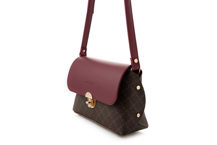 Lucky Bees Bolso bandolera 1278 Piel de polivinilo Marrón, Rojo Clarete 25x9x17 cm